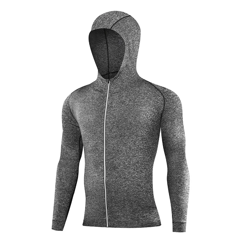 Sports Fitness Tights Men's Quick-Drying Gym Basketball Training Running Clothes Hoodie Quick-Drying Jacket Men Solid Coat