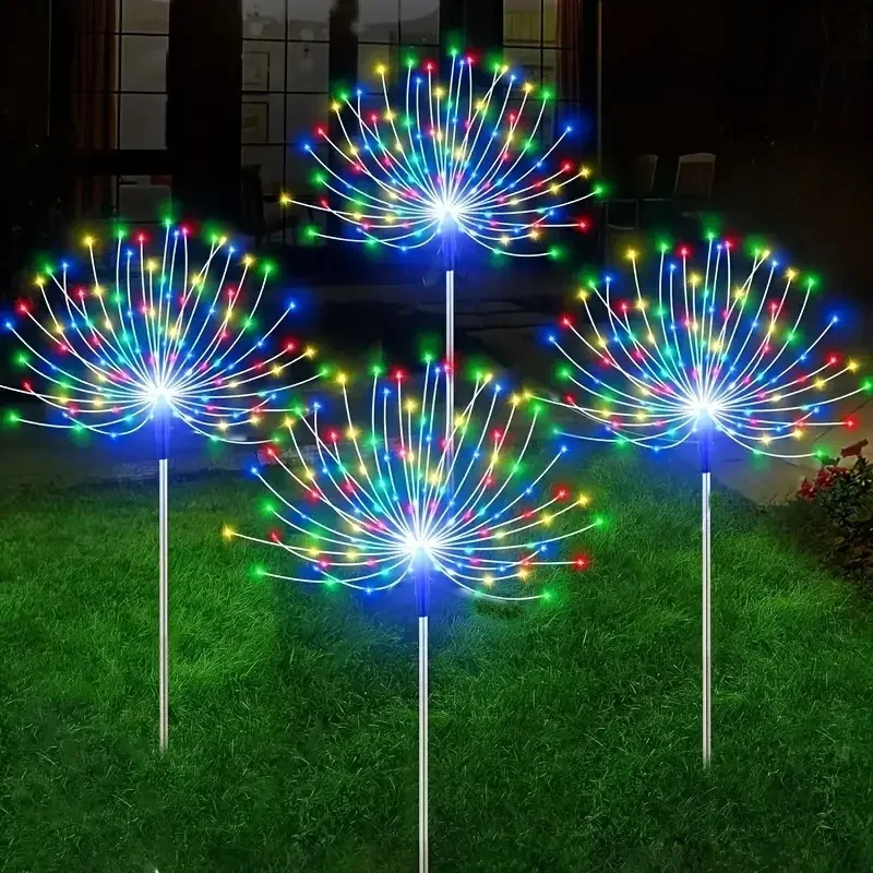 Solarne lampy ogrodowe 200LED Wodoodporne oświetlenie zewnętrzne z osprzętem instalacyjnym Światła fajerwerkowe na świąteczny trawnik ścieżki — 2