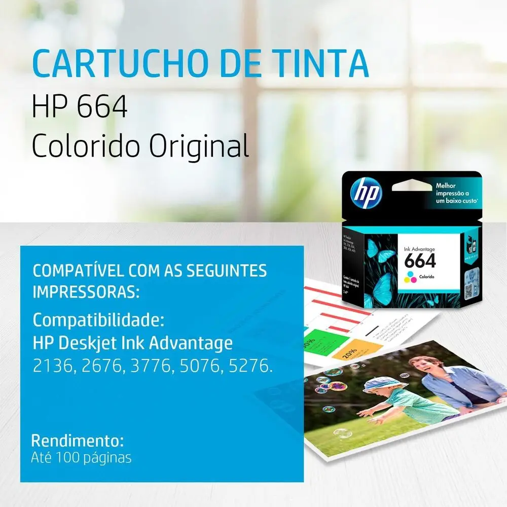 Cartucho de Tinta Colorido Original HP 664