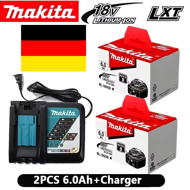 Batteria Makita 18V 6000mAh Ricaricabile per Utensili Elettrici, Batteria 18V Makita con LED, Sostituzione Li-Ion Lxt Bl1860B Bl1860 Bl1850