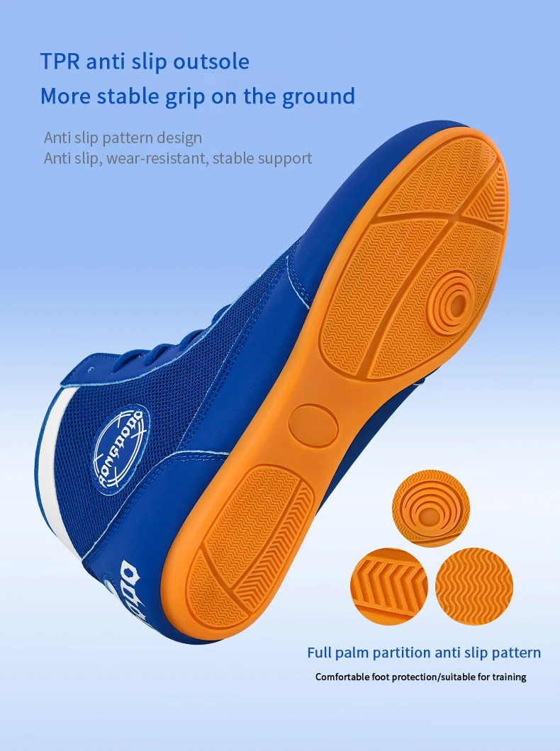 Boxschuhe für Männer und Frauen, MMA-Kickboxen, Komfort-Trainingsschuhe, Wrestling-Schuhe, atmungsaktiv, hoher Schaft mit Knöchelstütze, rutschfeste Sohle – Detail 4