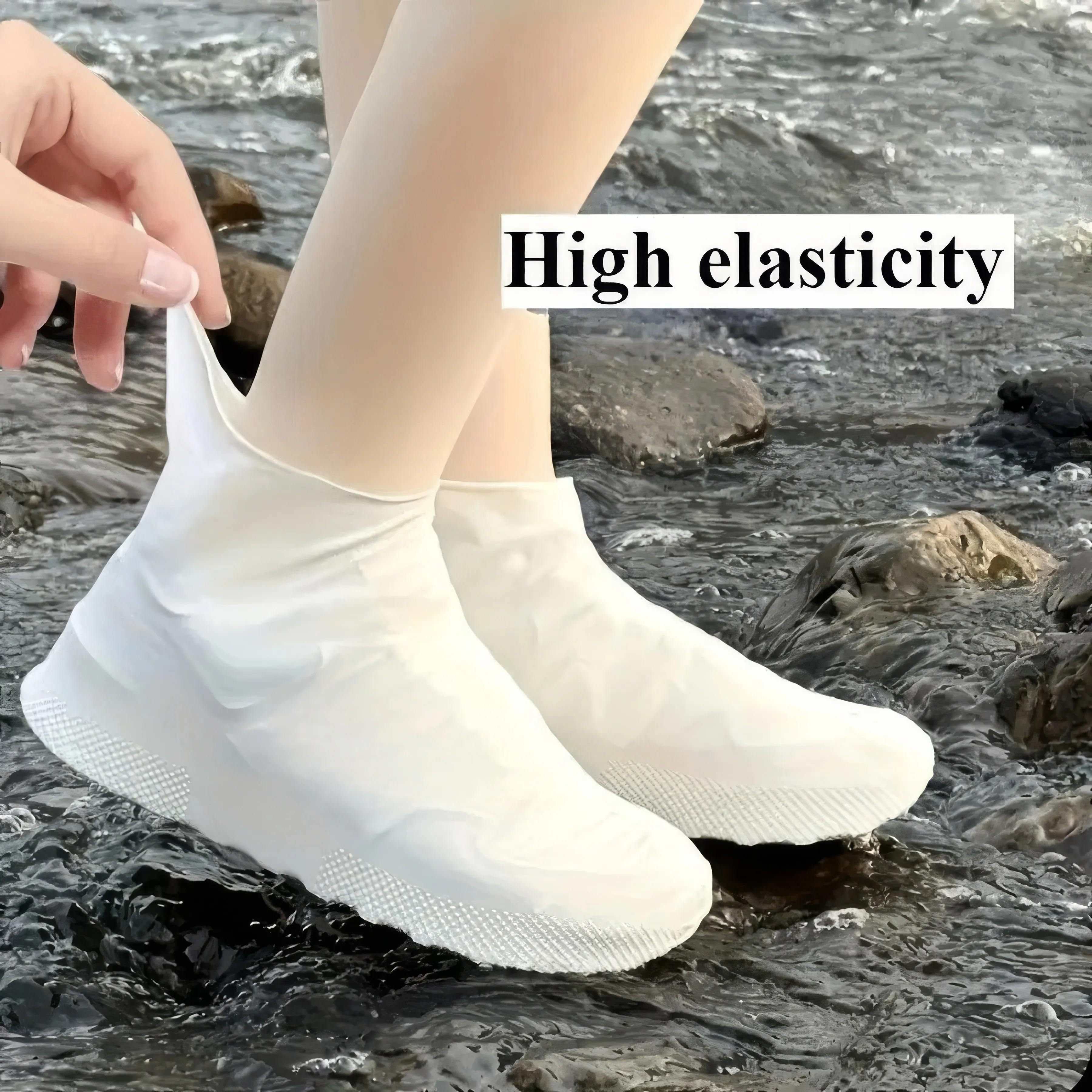 2-Pack Reusable Latex Boot Covers - Non-Slip Waterproof Shoe Protectors for Rain Boots, Garden & Daily Use