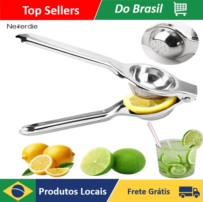Espremedor De Limão Espremer Manual 20cm Limões De Aço Inoxidável Original Line Metal Multiuso Universal - Neverdie Store