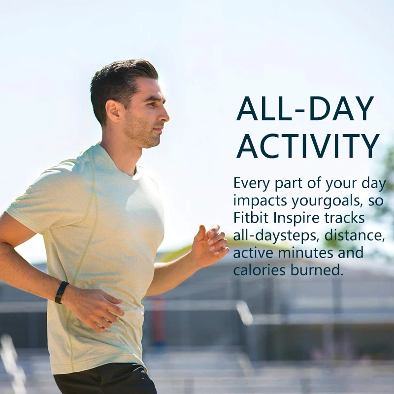 ساعة Fitbit Inspire HR الذكية لتتبع اللياقة البدنية ومراقبة معدل ضربات القلب وخطوات النوم والسباحة وسوار التمارين الصحية المقاوم للماء