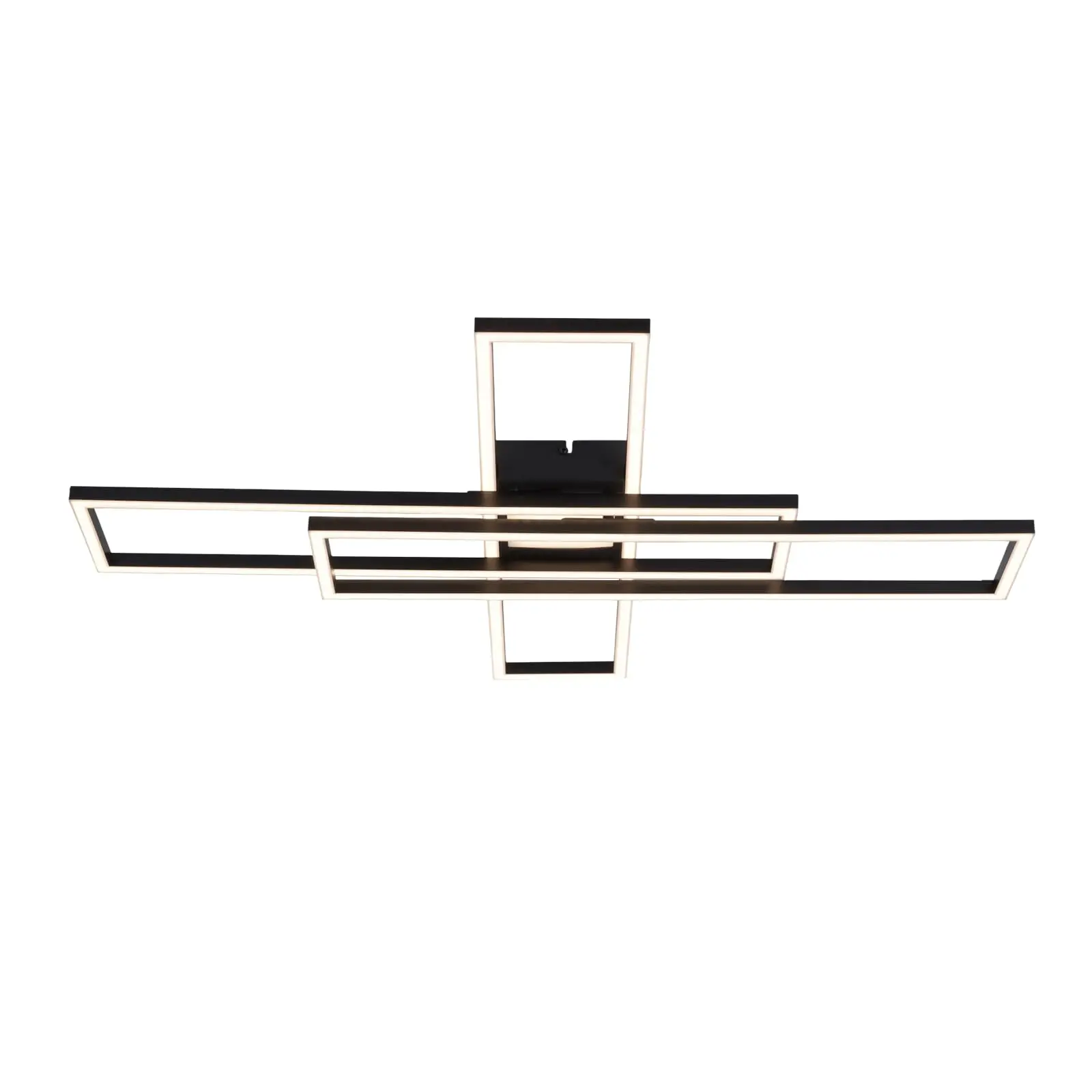 Moderne Schwarze LED Deckenleuchte 56W Rechteckig 270° Drehbarer Außenrahmen Dimmbar 3000K-6500K Fernbedienung 60s Timer Nachtlicht Memory Funktion Blinkfrei Augenfreundlich Wohnzimmer