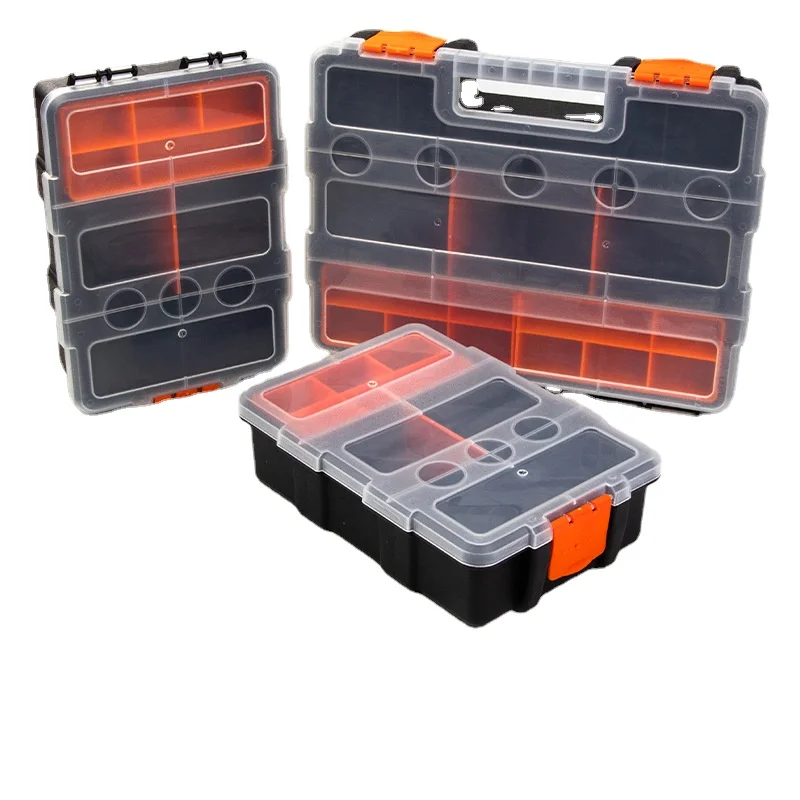 Frosted Plastic Storage Box with Compartments - Durable Hardware Organizer for Screws, Tool Parts, Fish Bait - Garage, Workshop