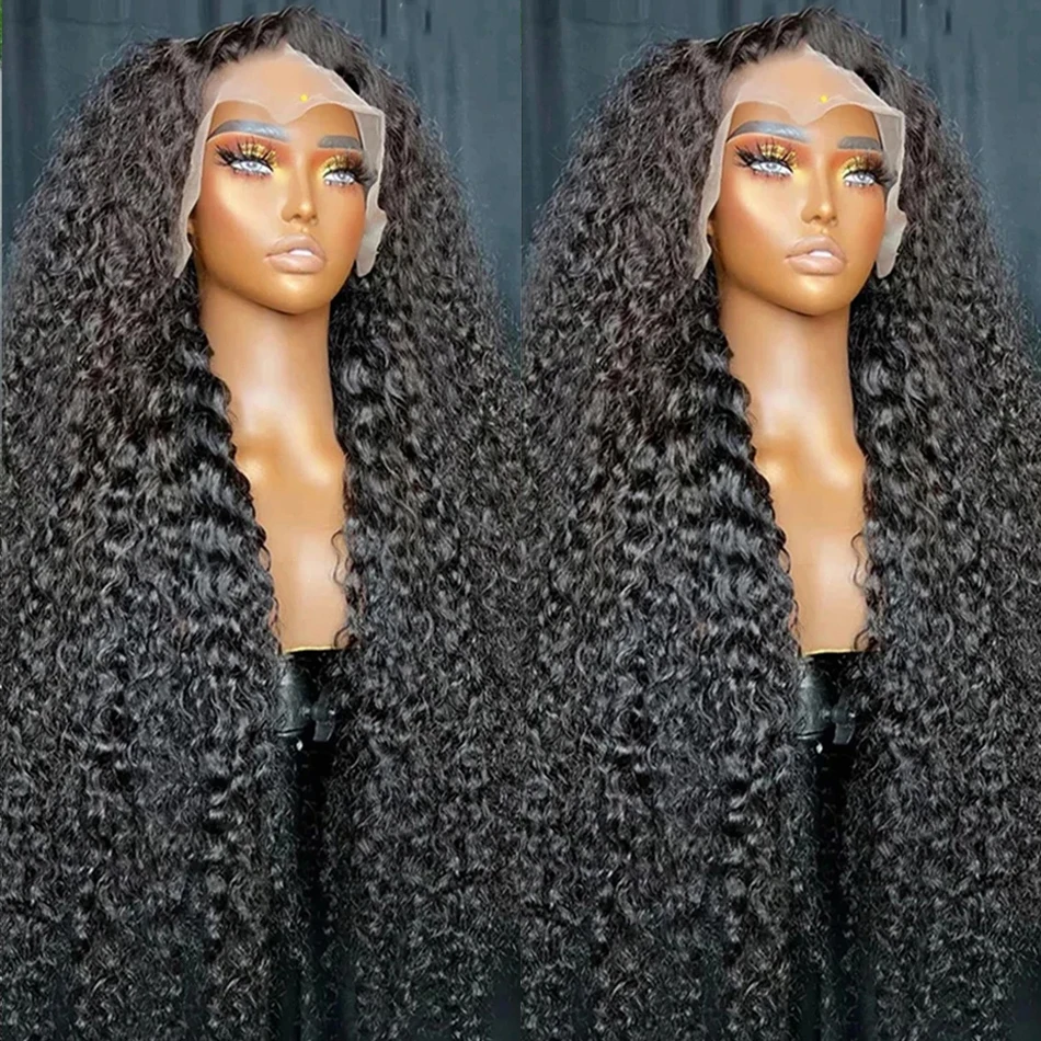 300 High Density Curly Wigs 13X6 Hd Lace Front Human Hair Black Wig Wet and Wavy Preplucked Brazilian 100% Raw Remy for Women