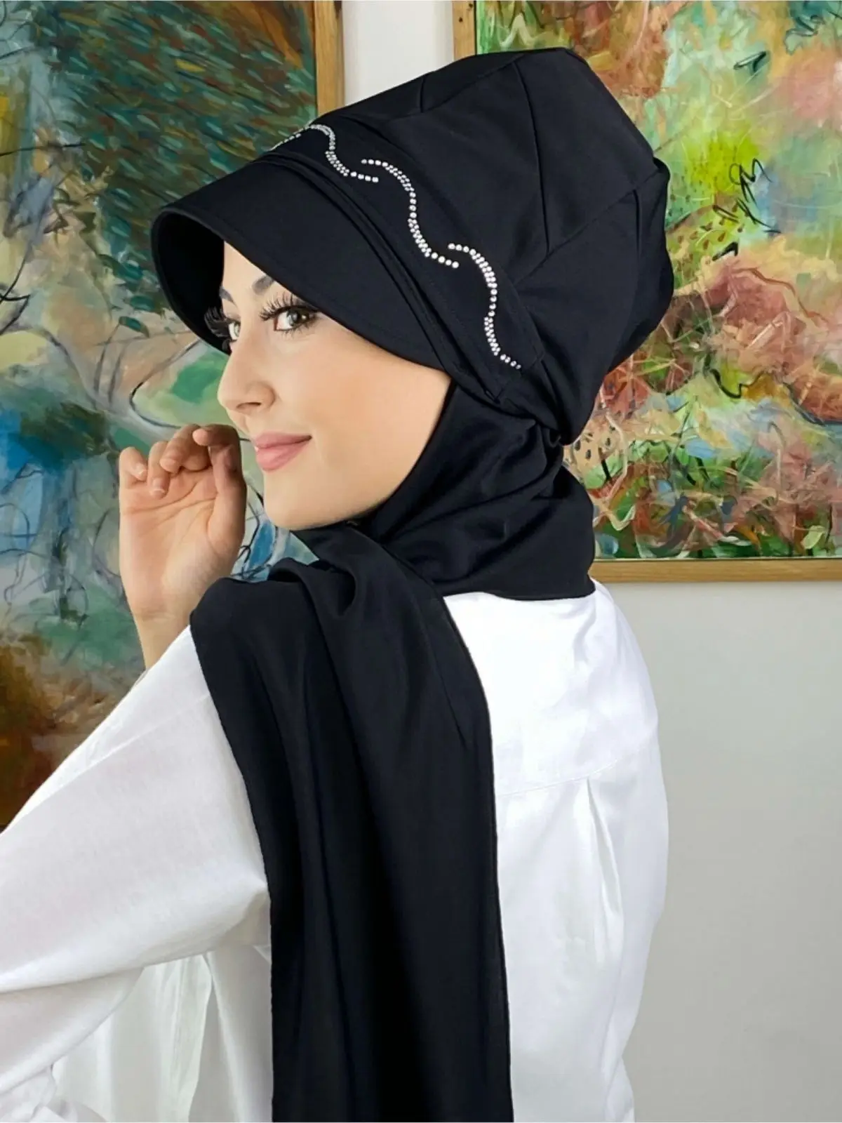 Gorro con hebilla de piedra para mujer musulmana, bufanda con detalle, chal, compre 2 y Obtenga 1 gratis, Hijab de moda musulmana, gorro informal,