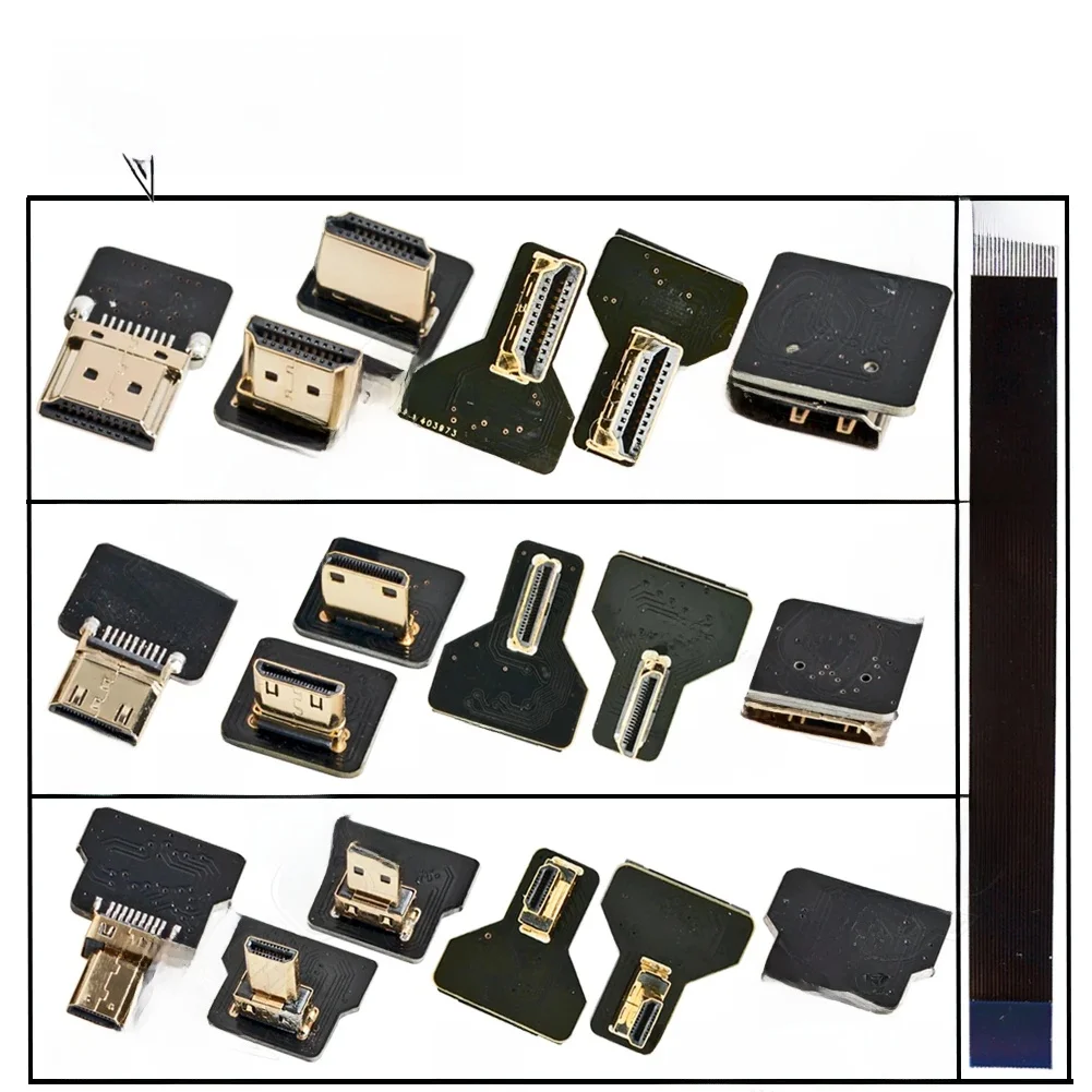 Câble Flexible de connecteur HDMI FPV Micro HD vers Mini HD femelle 90/270 degrés FFC 20 broches câble plat compatible hdmi