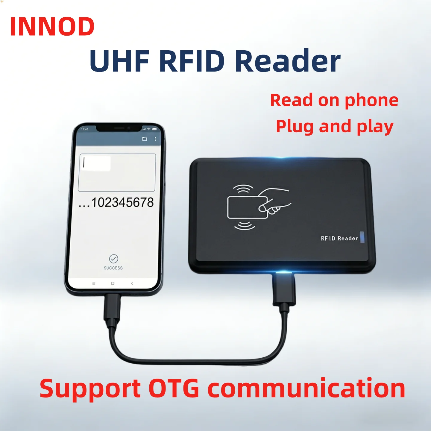 

USB Portable Plug and Play UHF RFID Reader Writer 860-960MHz USB RFID Scanner Compatible with Android iOS Mobile Phones