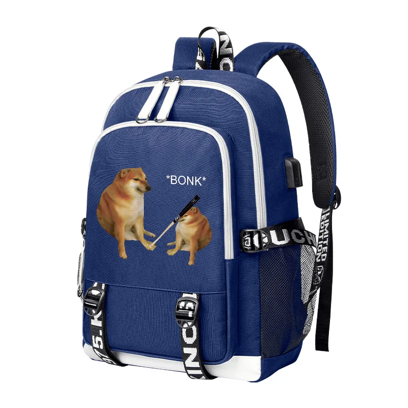 Shiba Inu Dog Cheems Bonk Children Students Backpack USB Boy Girl Large Capacity School bag Teenage Kids Students Schoolbag