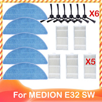 Replacement For MEDION  ‎E32 SW Robot Vacuum Cleaner Accessories Spare Side Brush HEPA Filter Mop Cloth Wipe Rag