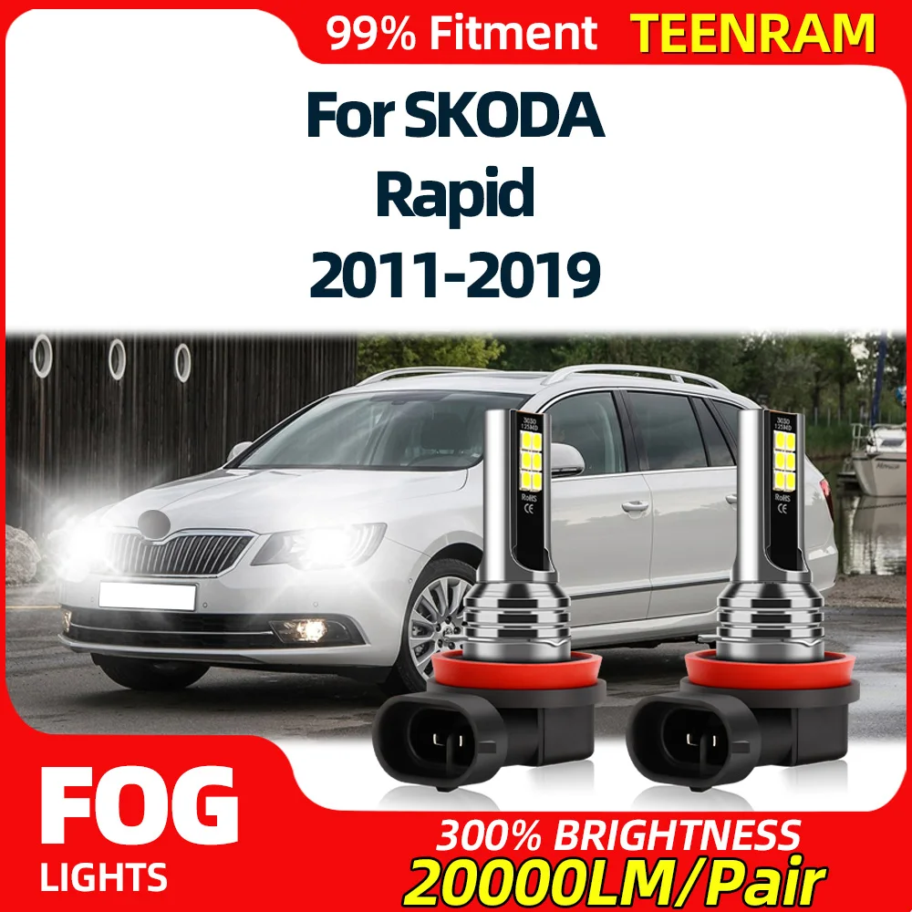 

2x H11 H8 Led Fog Light Bulb 20000LM Canbus No Error Car Fog Lamp 12V 6000K For SKODA Rapid 2011-2014 2015 2016 2017 2018 2019