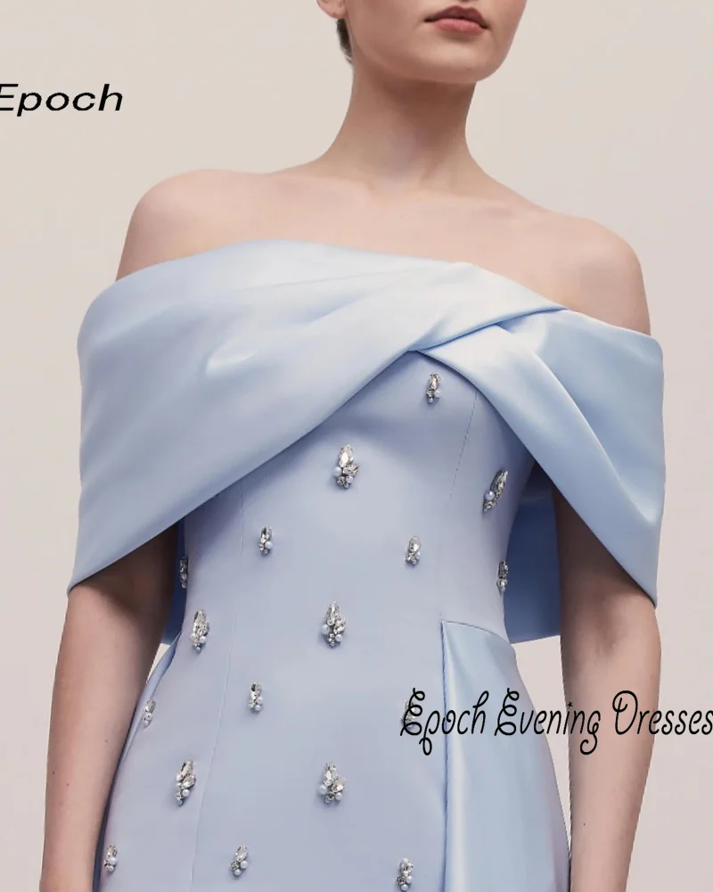 Epoch Satin Evening Dress فساتين مناسبة رسمية Arabia A-Line Off The Shoulder Elegant Crystal Summer Cocktail Prom Gown For Women