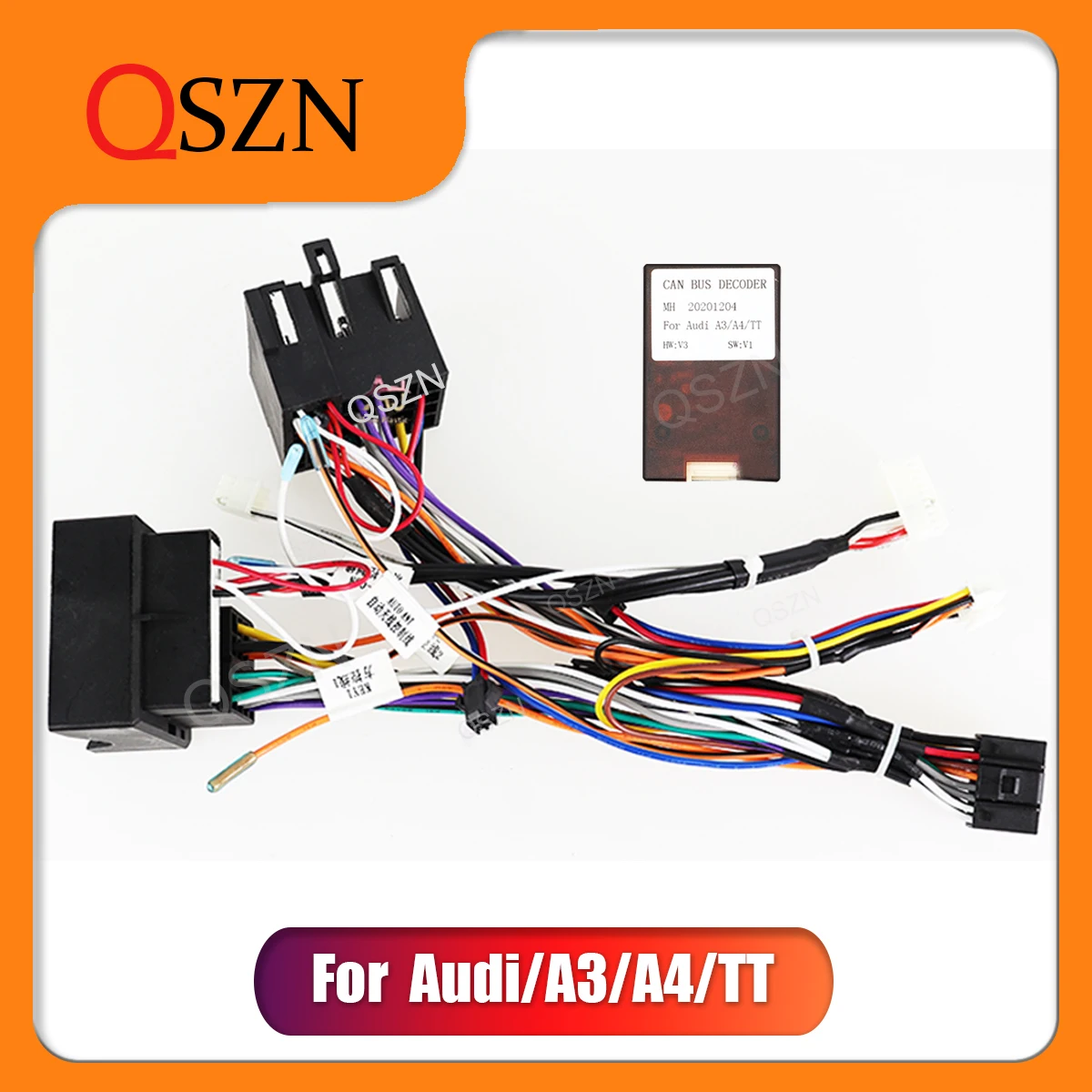 

QSZN Car radio Canbus Box Decoder For Audi A3 A4 TT 16PIN Wiring Harness Plug Power Cable Android