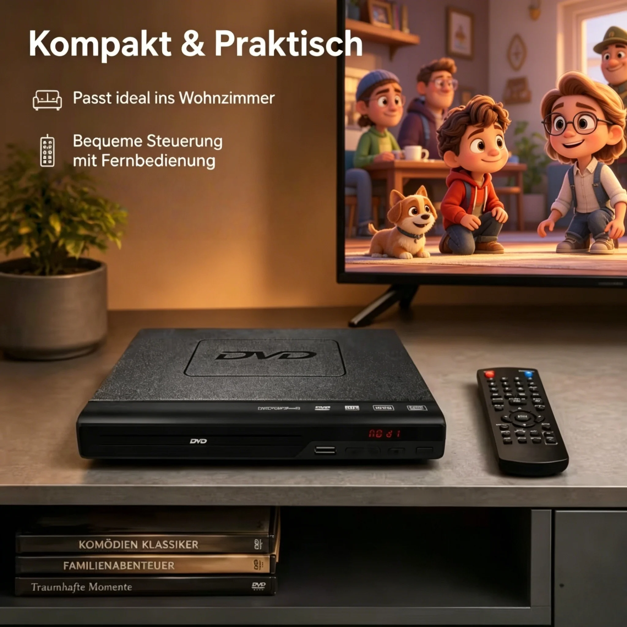 Kompakter DVD-Player für mehrere Regionen, unterstützt Disc-Upgrades, Full-Format HDCD-, CD- und VCD-Musikmedien, ausgestattet mit USB-Anschluss und