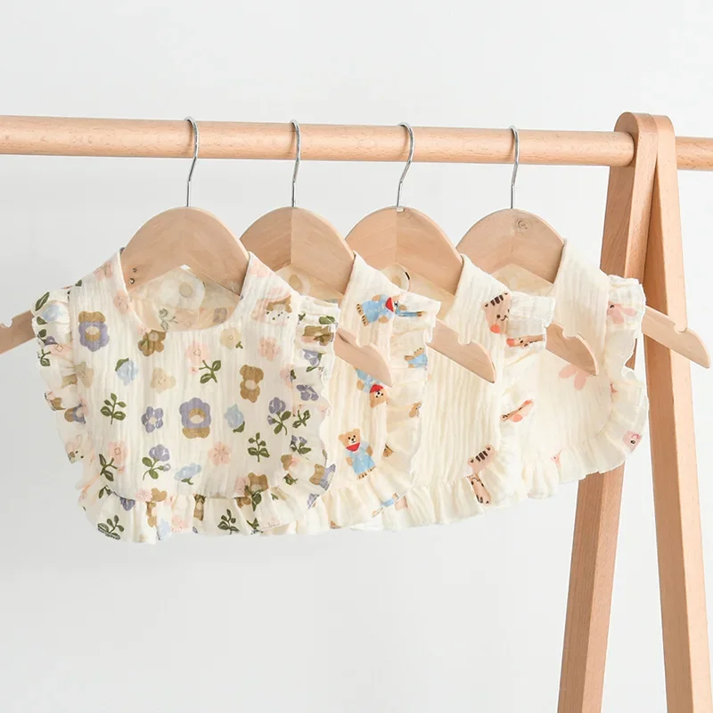 Ensemble de bavoirs en coton et mousseline pour enfants, 3 pièces, serviette confortable en forme de Salive Dorp, solide avec bouton