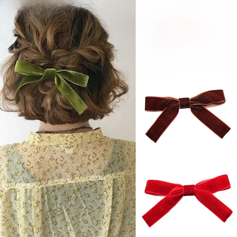 Lystrfac mode velours arc épingle à cheveux femmes filles noir rouge pince à cheveux coiffure Bang arc pinces à cheveux tête arrière rétro cheveux accessoires