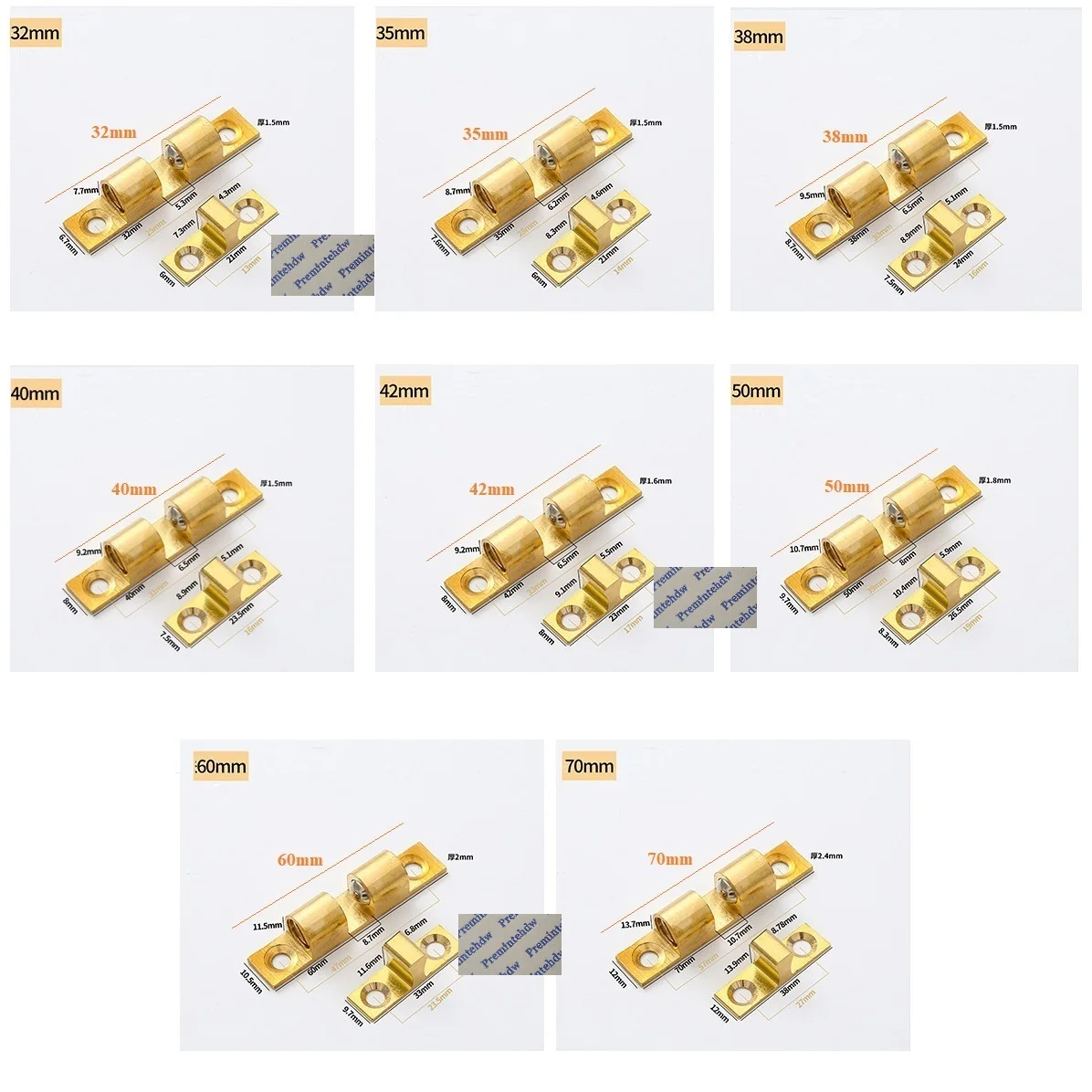 10Pcs Solid Brass Silver Adjustable Spring Ball Cabinet Door Catch Strike Latch Doorstop With Screws