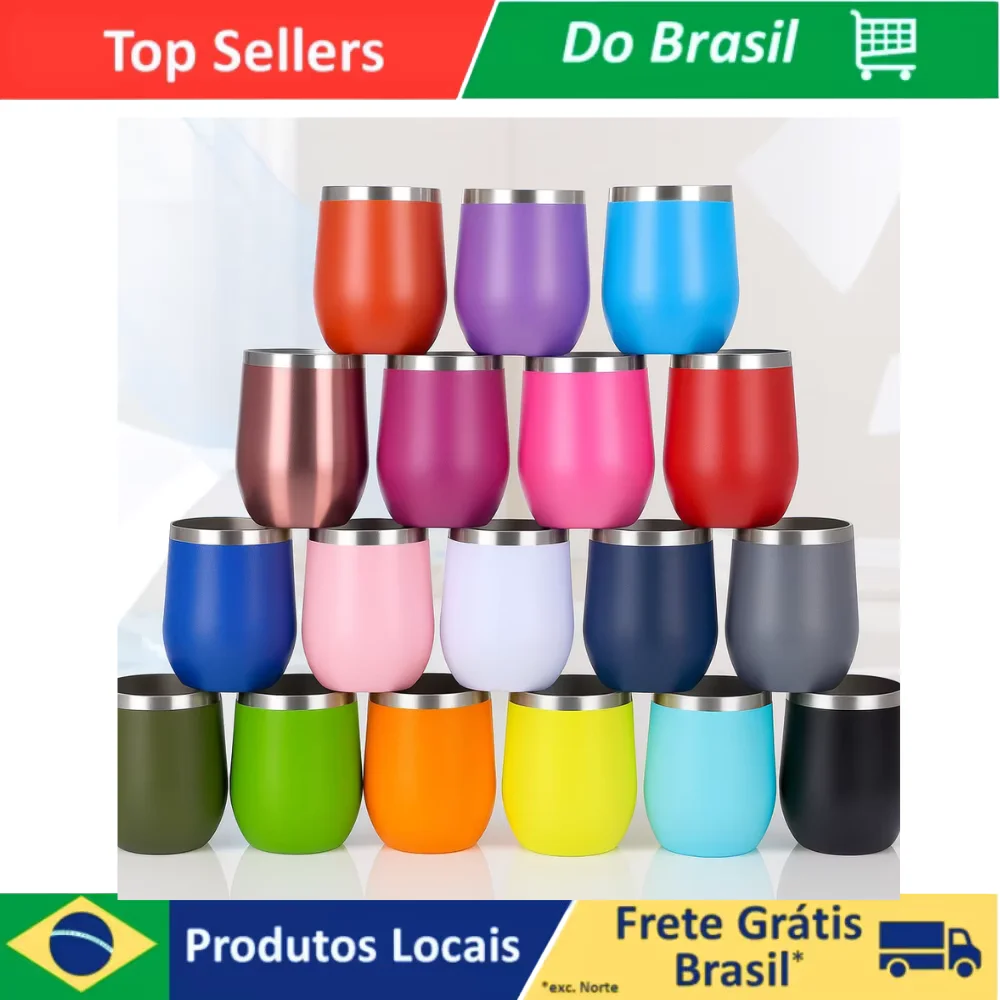 Copo Térmico Com Tampa Transparente 360mL Aço Inox parede dupla bebida gelada ou quente