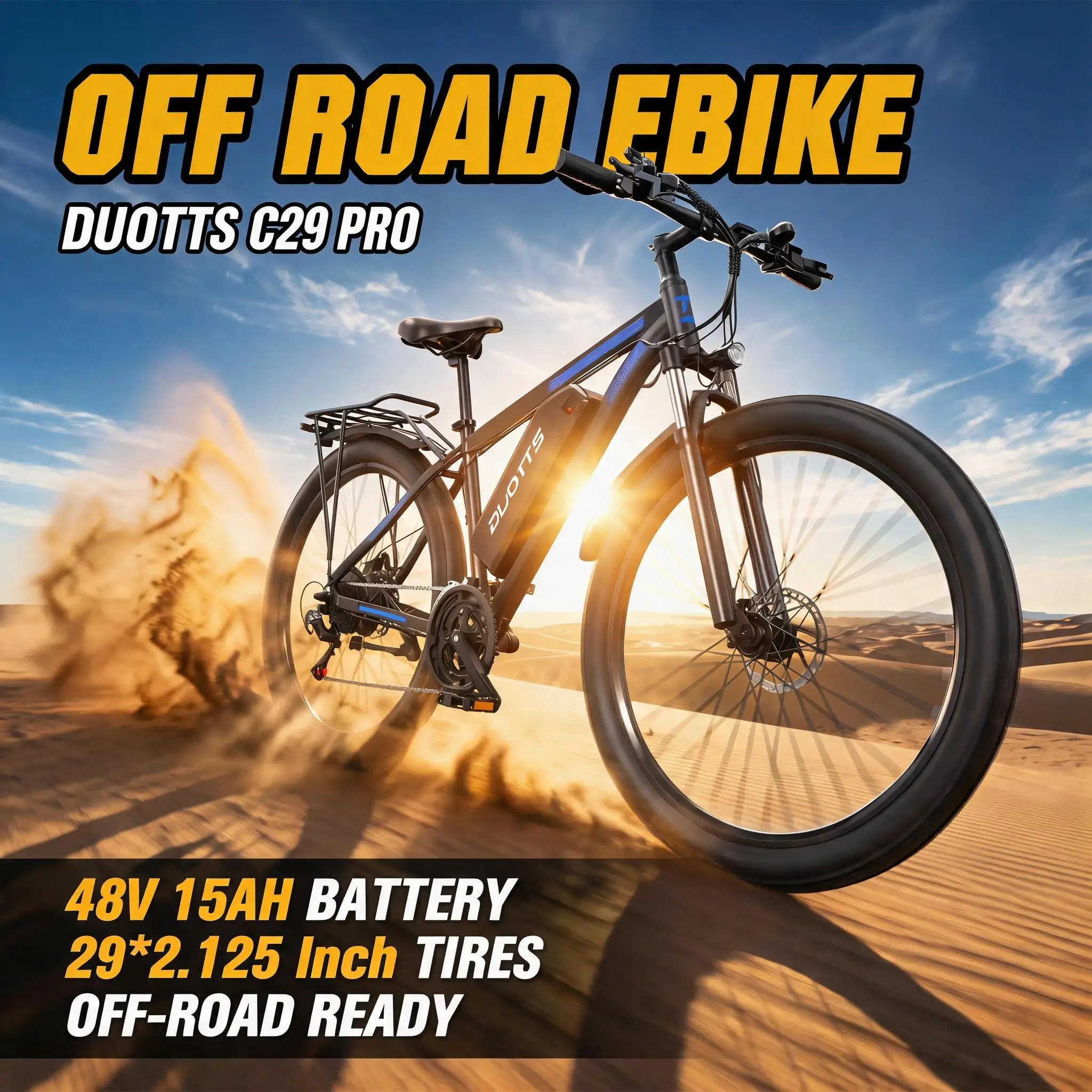 Image of Duotts C29 PRO Elektro-Mountainbike 48V15Ah Lithium-Akku Leistungsstarker Hinterradnabenmotor E-Bike 29 Zoll 21-Gang-Schaltung Scheibenbremse Elektrofahrrad