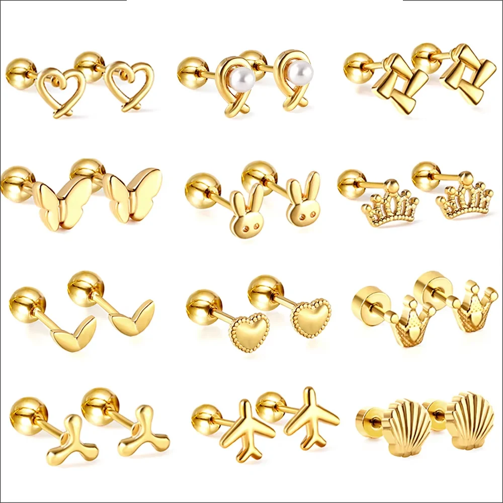 Zierliche Mini Niedliche Damen Edelstahl Ohrstecker Mädchen Herz Schmetterling Hase Helix Ohrknorpel Piercing Schmuck Geschenke