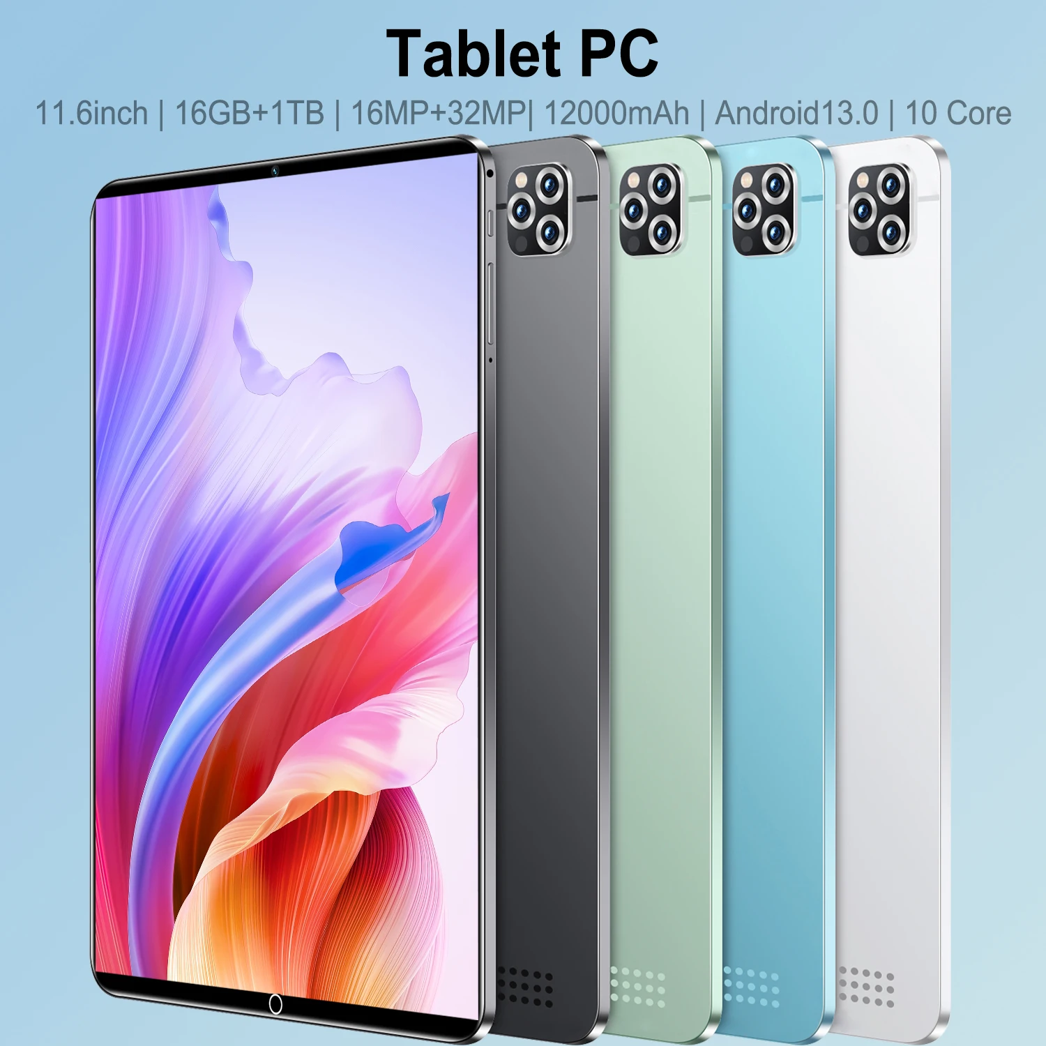 2024 Nieuwe 11.6 Inch Netwerk Android 13.0 Tablet 16Gb Ram 1Tb Rom 16mp 32mp 10 Core 12000Mah Tablet 4 5G Wifi Tablet