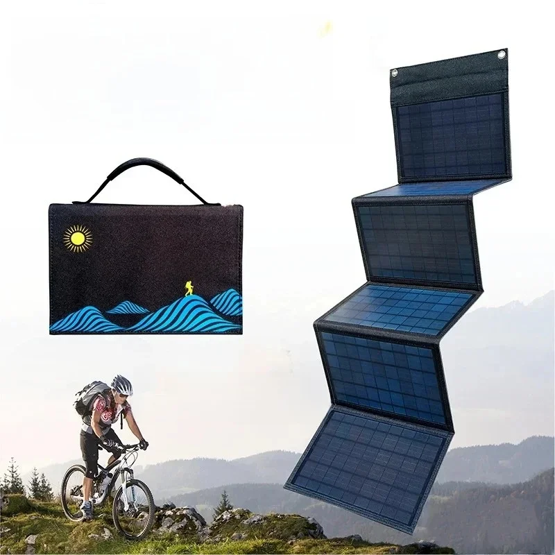 1000W Solar Folding Panel Portable Bag USB+DC Output Solar Charger Outdoor Power Supply for Home Mobile Phone Power Generator