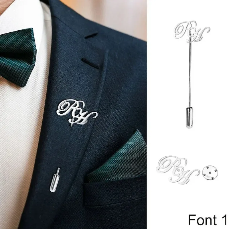 MYDIY Personalized Initial Lapel Pin Gold Name Brooch Custom Letter Pin Wedding Gift for Groom Groomsmen Men Suit Accessories