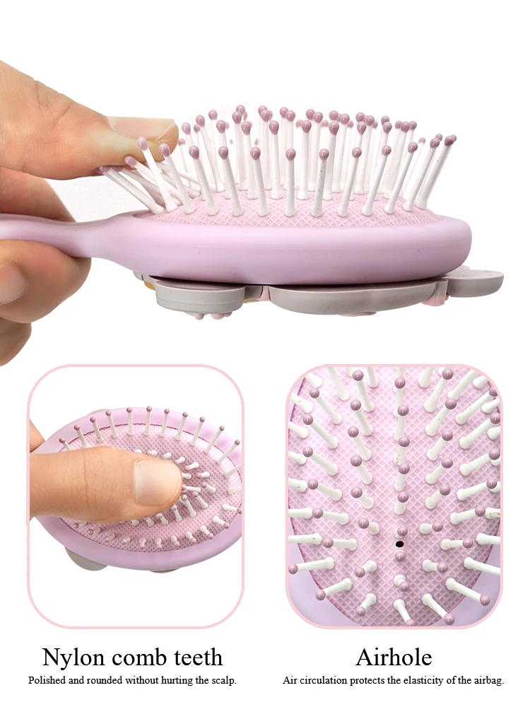 Cute Portable Air Cushion Massage Combs Hairbrush Cartoon Children Comb Foldable Hair Brush Anti-static Hairdressing Tool Kids