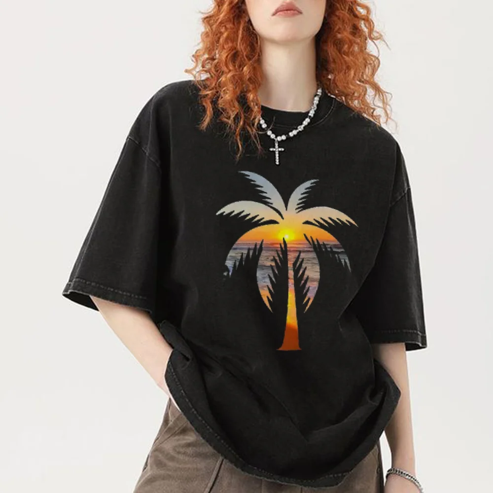 

Printed Pure Cotton Distressed Short Sleeve Women's Clothing Summer INS Style T - shirt Fresh and Ins Style Women Clothing Casu