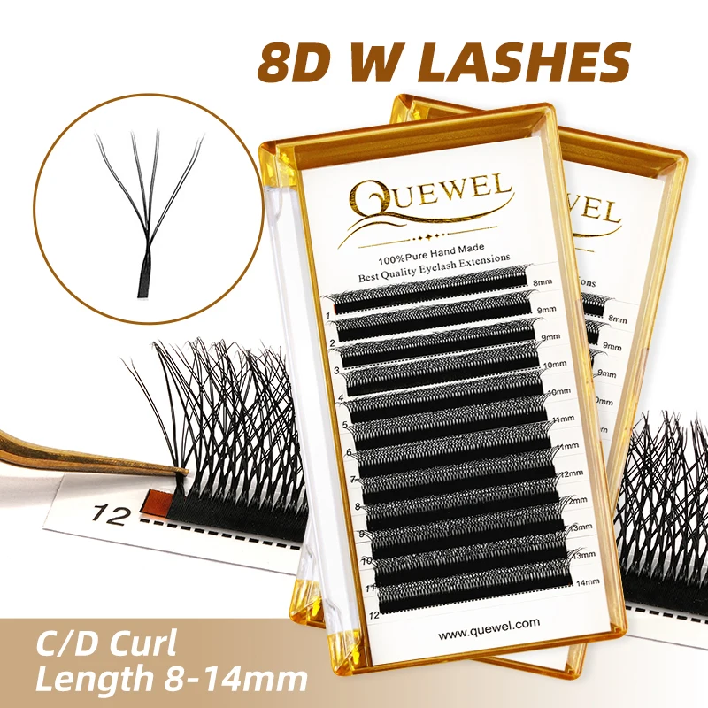 Quewel 5D/6D/8D W lashes 0.07 W Shape Eyelash Extensions 8-14 C/D Curl Natural Soft High Quality Idividual Professional Lashes