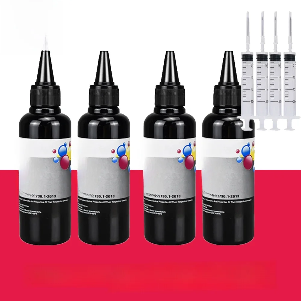 Czarny * 4*100ML zestawy do napełniania atramentem do HP do Canon Samsung Lexmark Epson Dell Brother wszystkie drukarki atramentowe wielokrotnego użytku — zdjęcie produktu 6