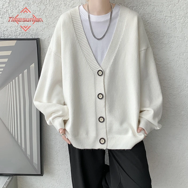 Autumn Winter Cardigan Sweaters for Men Simple Jacket Lovers Casual Knitted Sweater Single-breasted Sweater Women