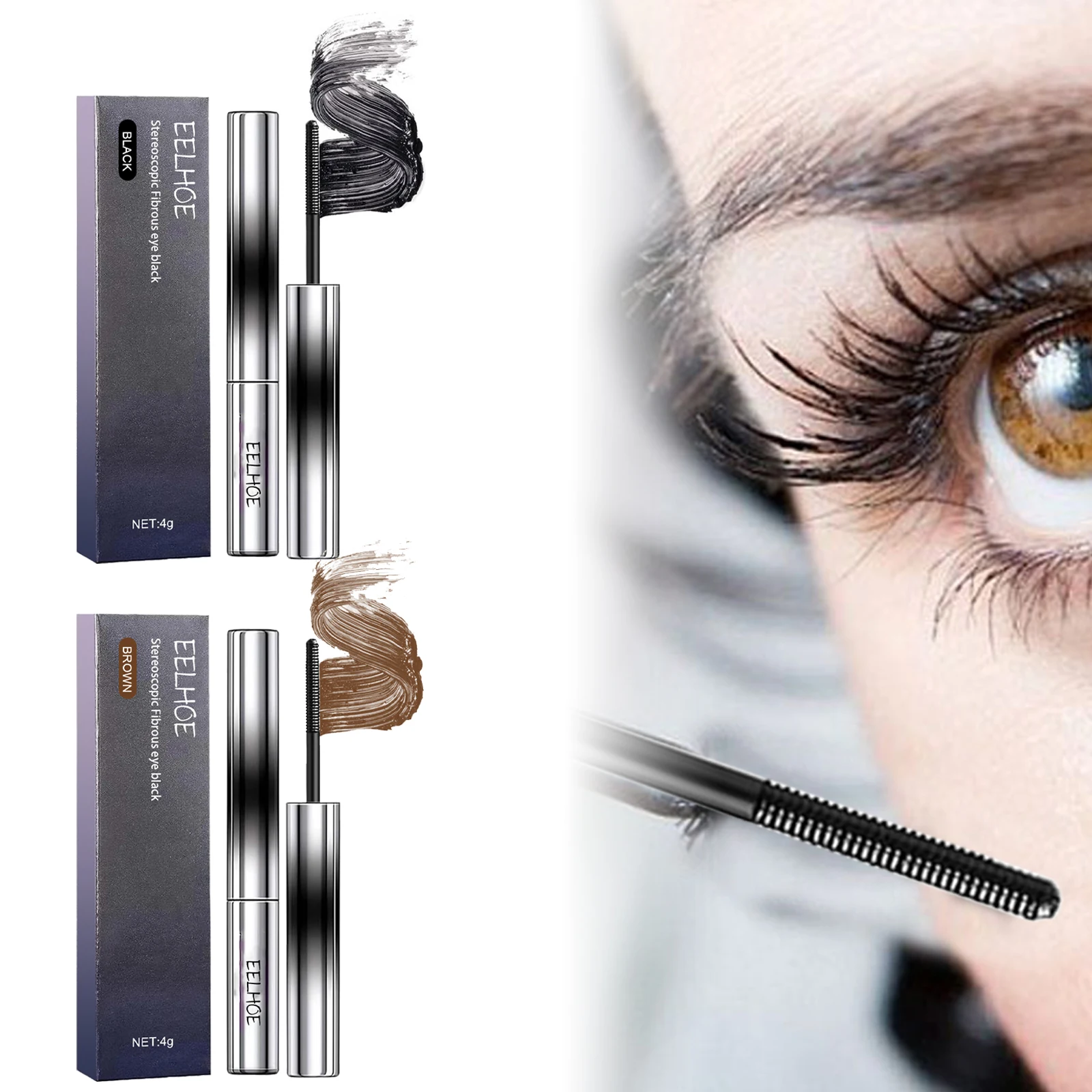 Stereoscopic Fibrous Eye Black Small Brush Head Sweat Proof Mascara Cream Long-lasting Lengthens Bushy Longer Eye Lash Mascara