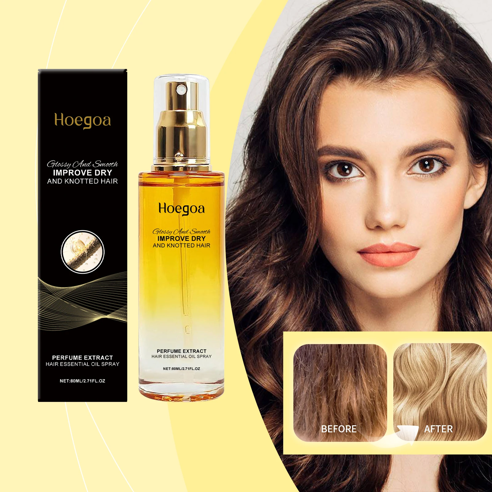 Hoegoa Smooth Hair Nourishing Oil Gentle Moisturizing Smoothens Hair Strands Refreshing Daily Hair Care