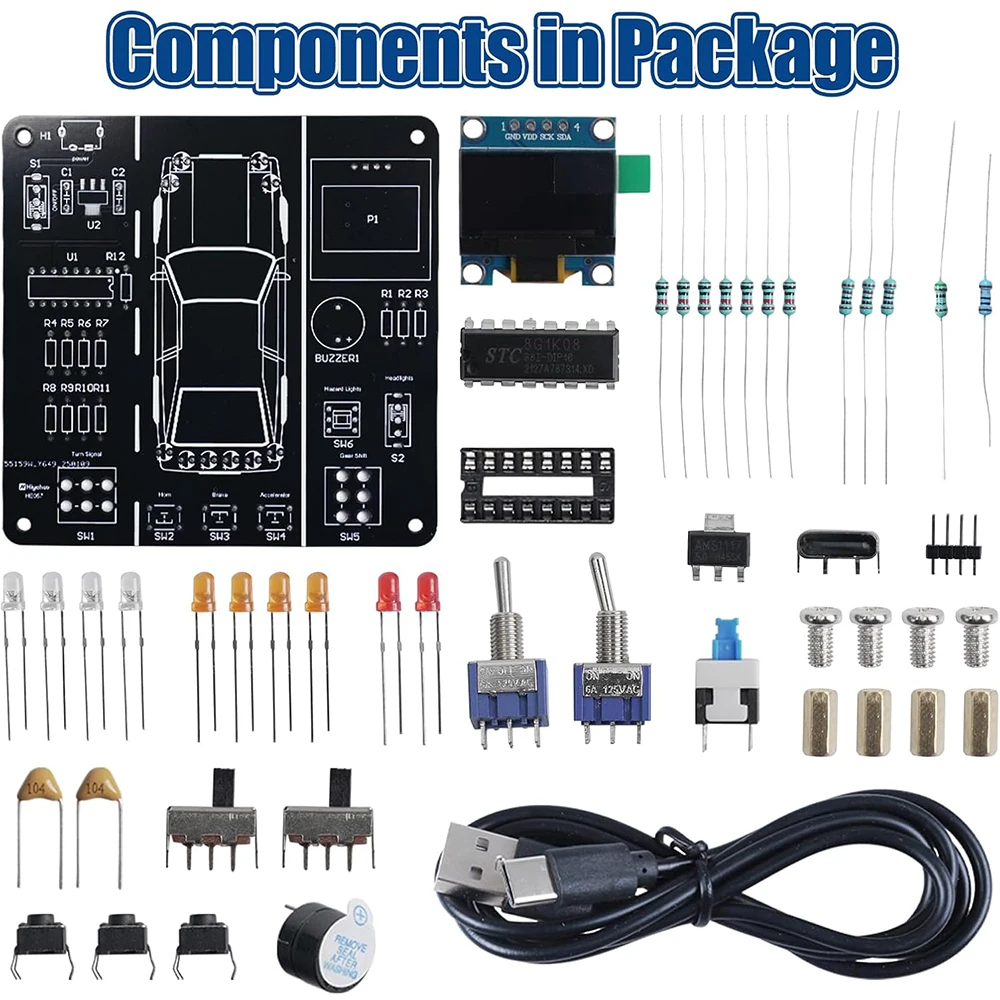 DIY 자동차 운전 시뮬레이션 납땜 연습 키트 STEM 전자 프로젝트 자동차 드라이버 시뮬레이터 학생을위한 납땜 프로젝트 학습