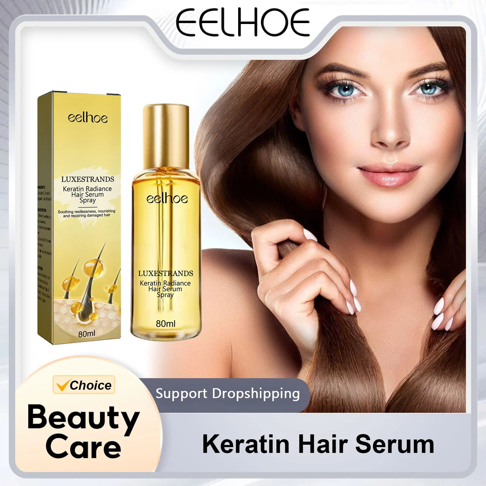 

Keratin Hair Serum Spray Repair Treatment Damaged Dry Hair Frizz Smoothing Moisturizing Restore Soft Hair Nourishing Conditioner