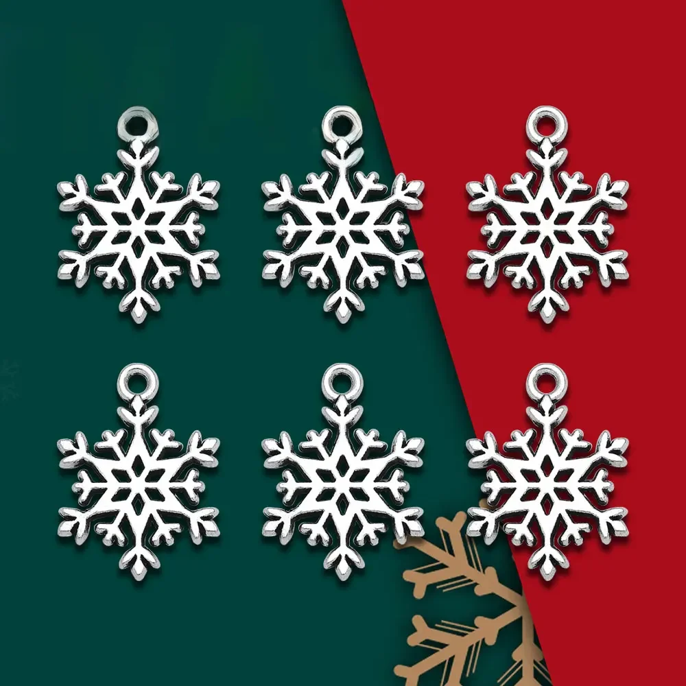 30 sztuk/partia-15x21mm Antique Silver Plated Snowflake Christmas Charms nowy rok wisiorek do tworzenia biżuterii ustalenia Craft hurtownie — zdjęcie 2