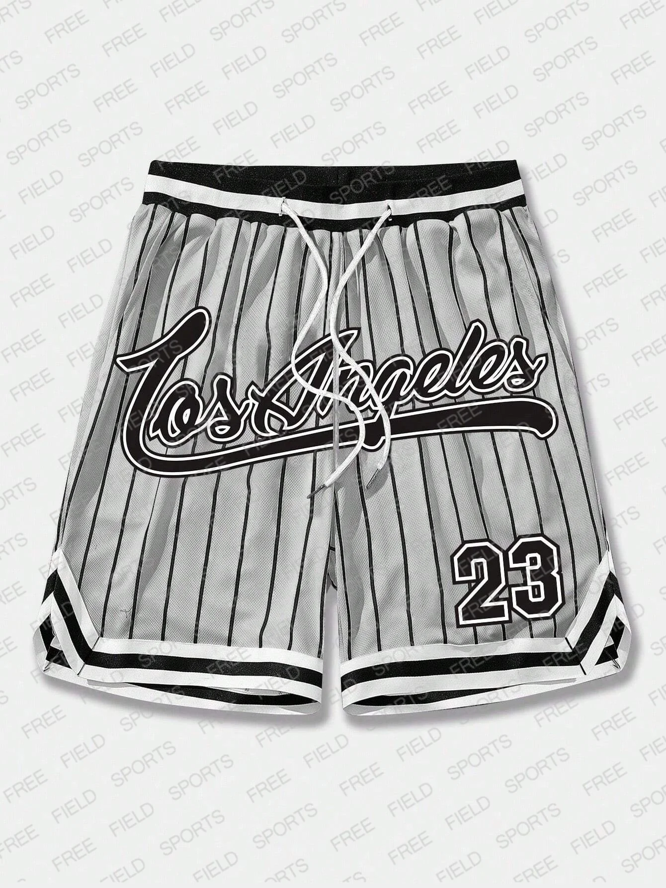 American Retro Gradient Fashion Shorts Unisexy Basketball Short Pants Men Striped & Letter Graphic Drawstring Waist Mesh Shorts