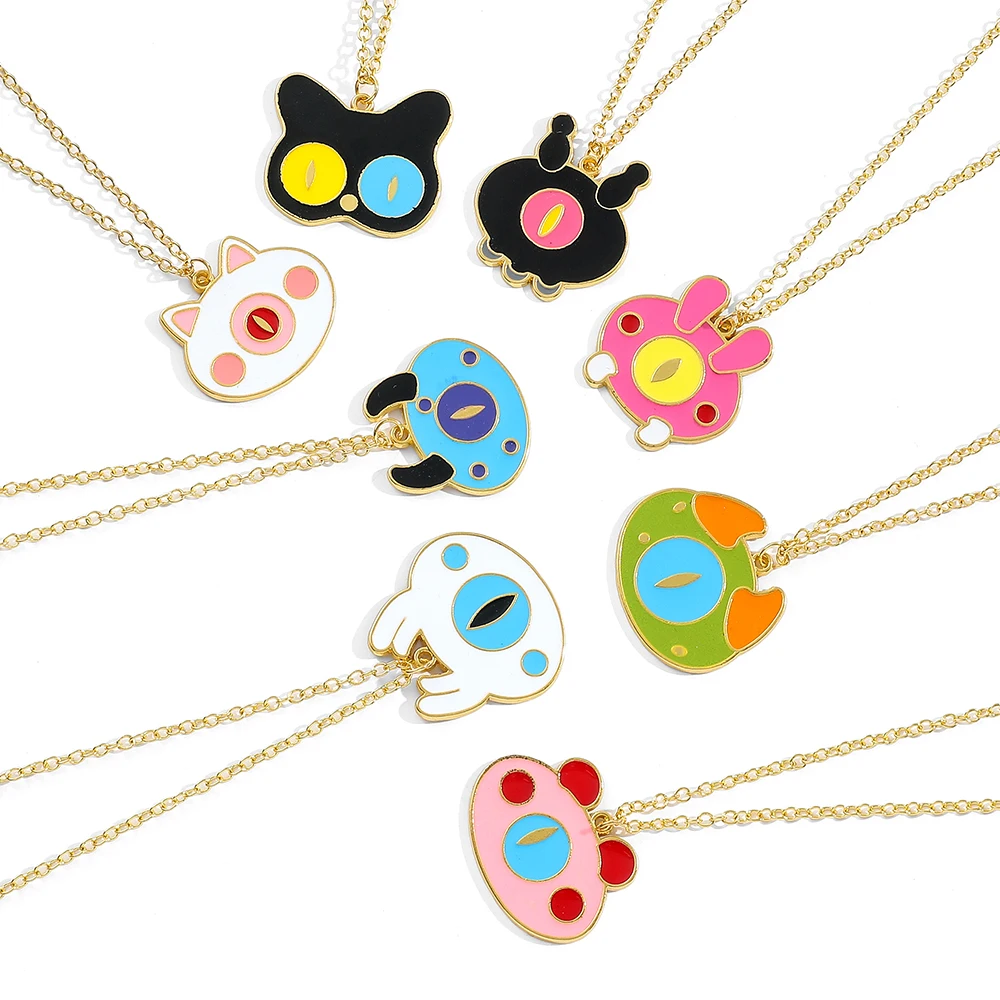 Fashion Cute Monster Series Charm Pendant Necklace for Children Cartoon Theme Festival Surprise Gift Accessory