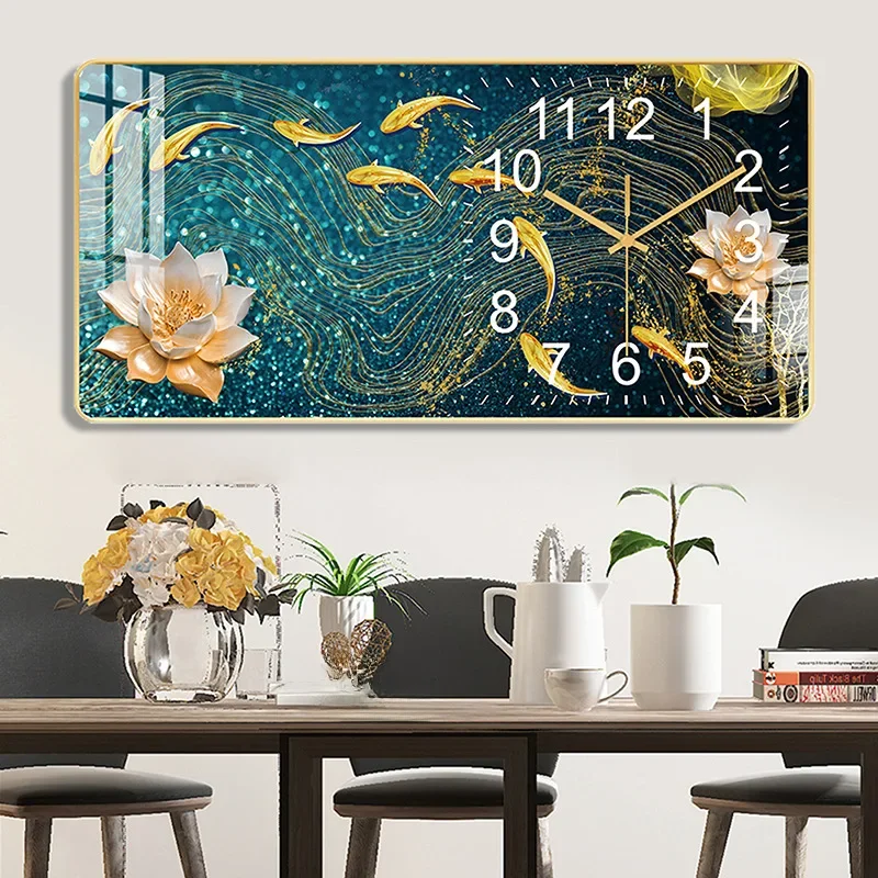 Nieuwe Licht Luxe Woonkamer Decoratieve Schilderkunst Wandklok Veranda Wandklok Creatieve Chinese Cartoon Stille Klok