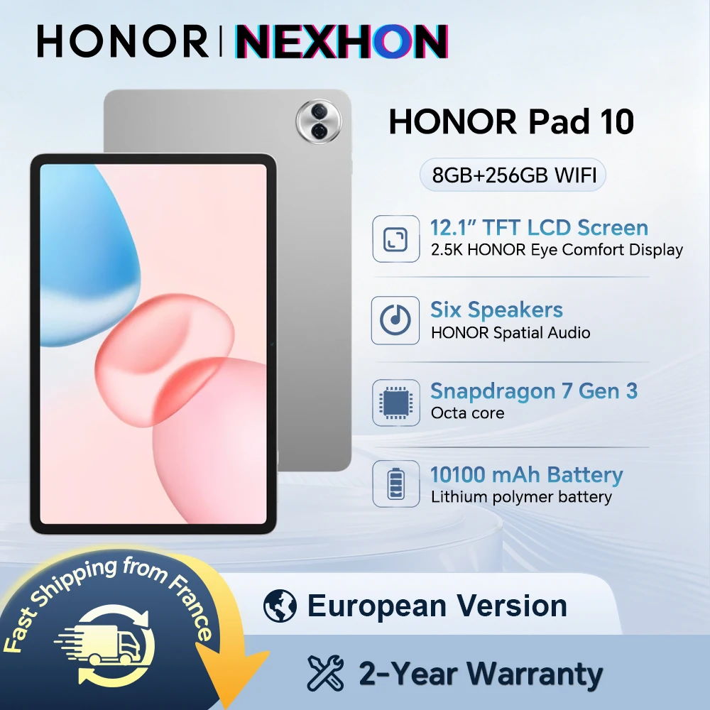 Nueva HONOR Pad 10 Versión EU, Pantalla de 12.1 Pulgadas, 120Hz, 2560×1600, Alta Frecuencia de Actualización, Snapdragon 7 Gen3, Batería de 10100mAh, Tablet con MagicOS 9.0