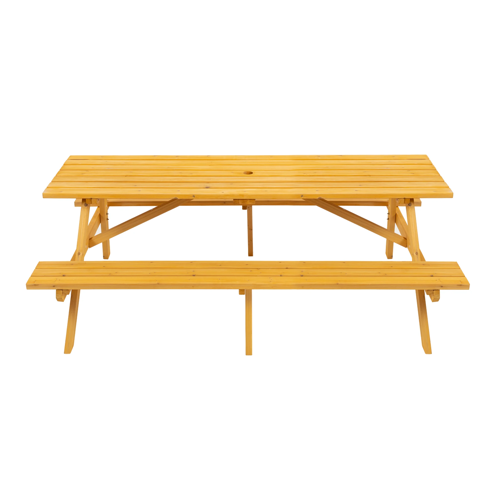 

8-person brown wooden picnic table with 2 benches, outdoor garden or camping dining, 2220 lb capacity (Wood)"