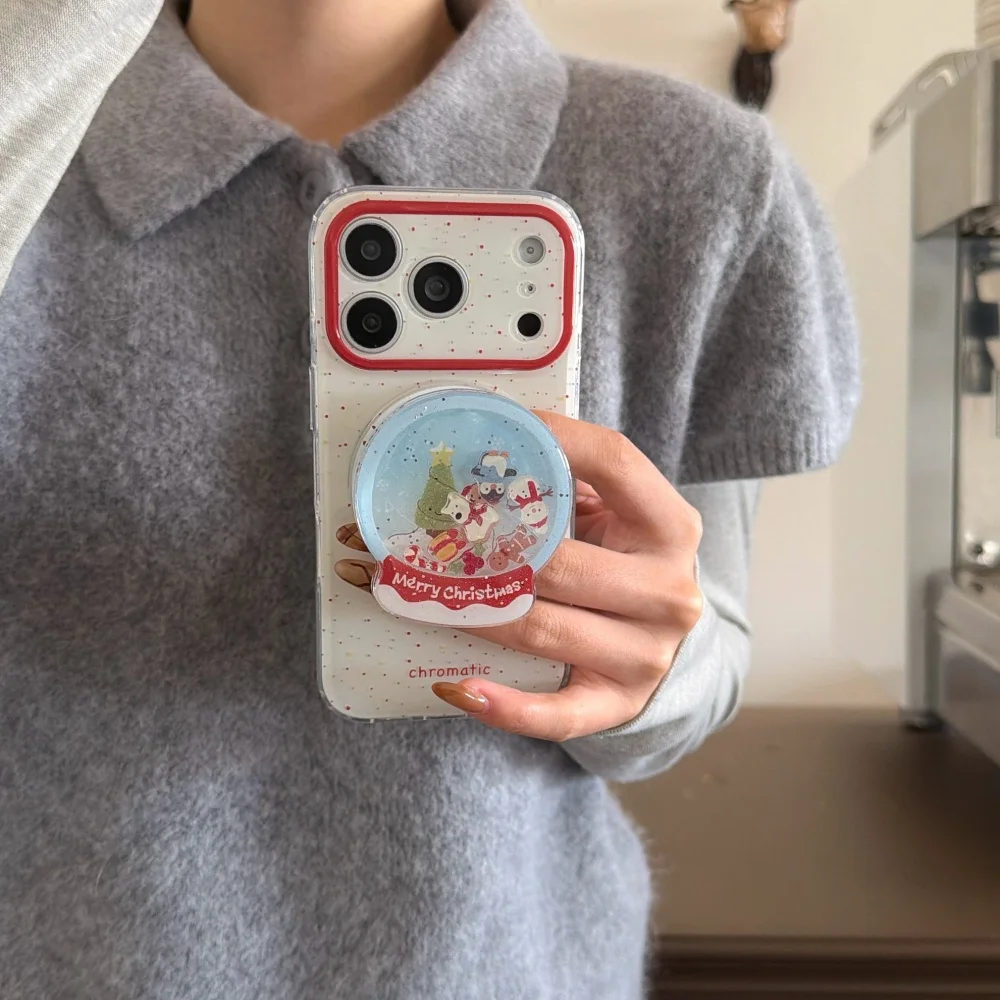 Cute crystal ball rocker with magnetic holder mobile case, suitable for iPhone 14/15/16/17 ProMax, Fundans17Pro protective case