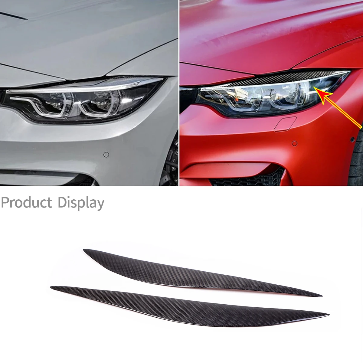 BMW 4シリーズF32f33 f36 m3 f80 m4 f82 f83 2014-2018用カーボンファイバーアイブロウアクセサリー,装飾部品,本物のカーボンファイバー