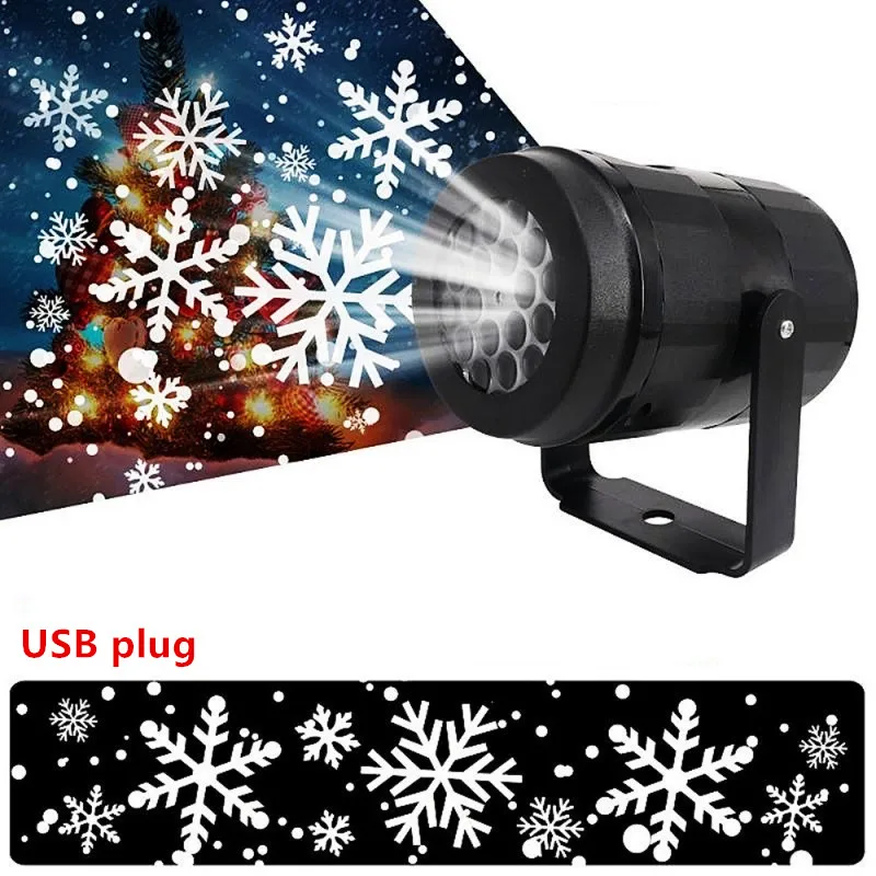 

LED Christmas Snowflake Projection Light, USBPowered Proiection Lamp, Atmosphere LightProiector,Stage Christmas Party Decoratio