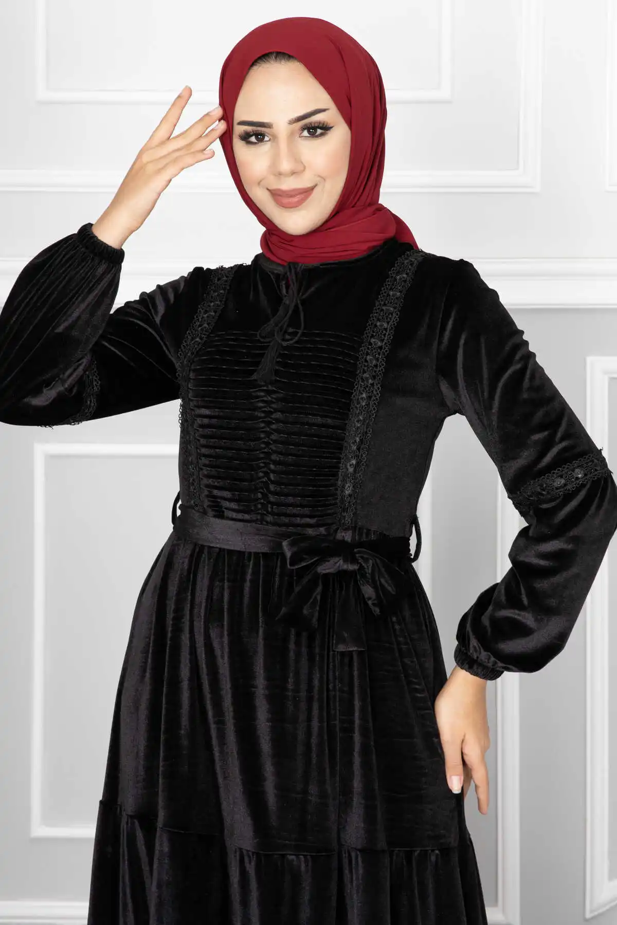 Hiijap Women's Dress Velvet Turkey Hijap Dress Muslim dress women Women's long Muslim dress Abayas for Women Dubai Long dress