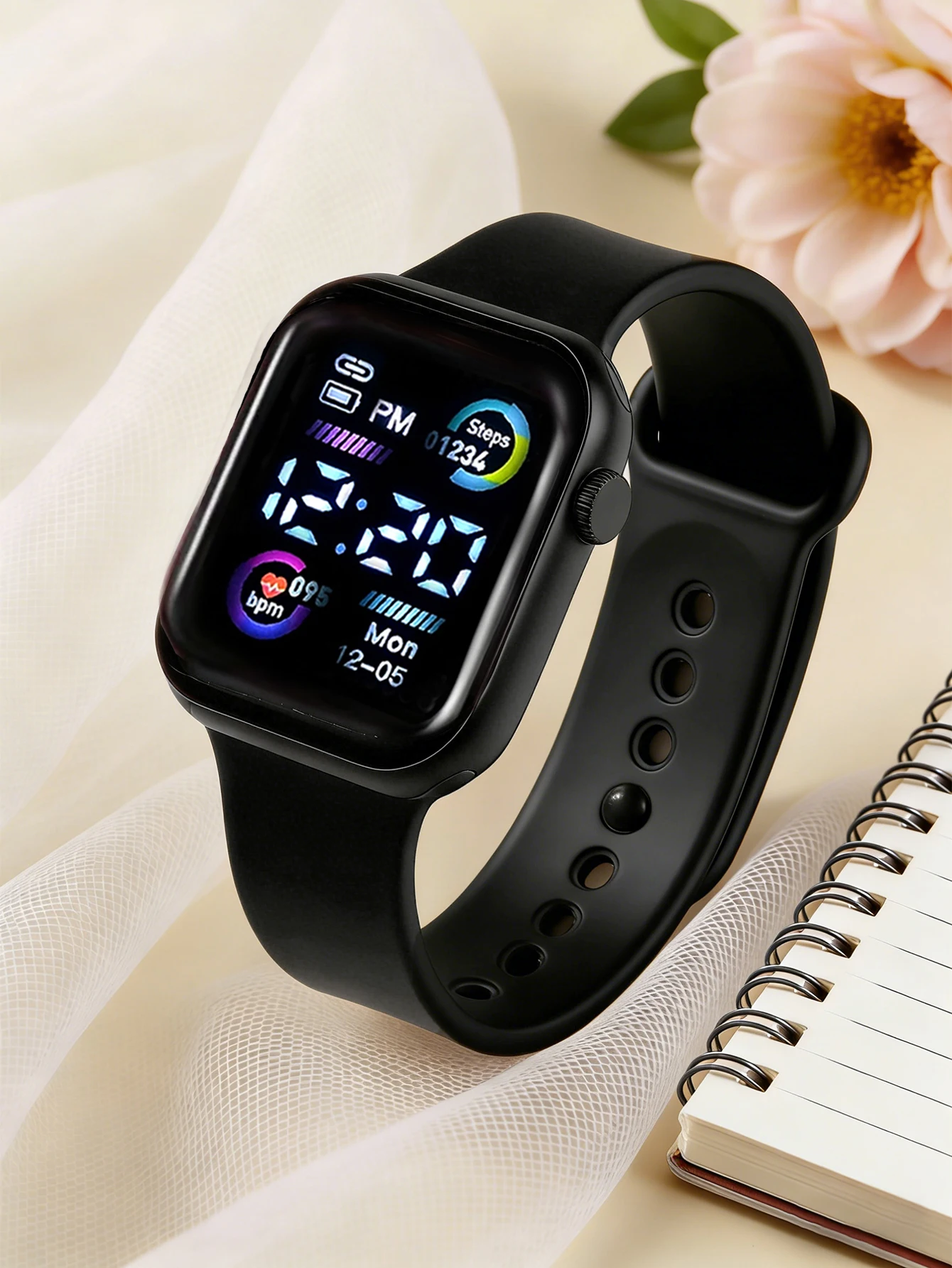 4-Piece Set of Cute and Stylish Electronic Watches for Couples, Paired with a Black and White Butterfly Bracelet Set, Suitable for Couples, Casual and Versatile, a Great Choice as a Gift