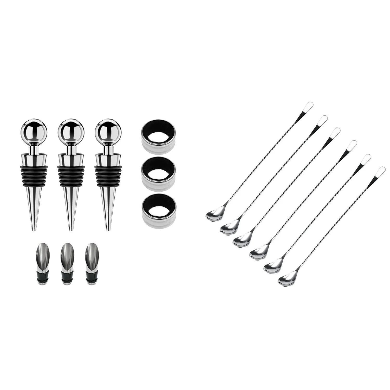 

Винная пробка, масло вина, винное кольцо и ложка для бара, Коктейльная ложка, многоразовая винная пробка для (15 шт.)